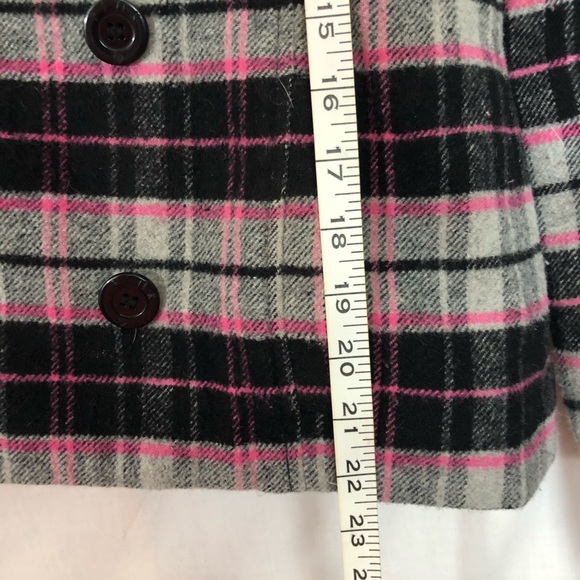 Victoria's Secret Pink Plaid jacket Coat detachable fur hood - Picture 9 of 11